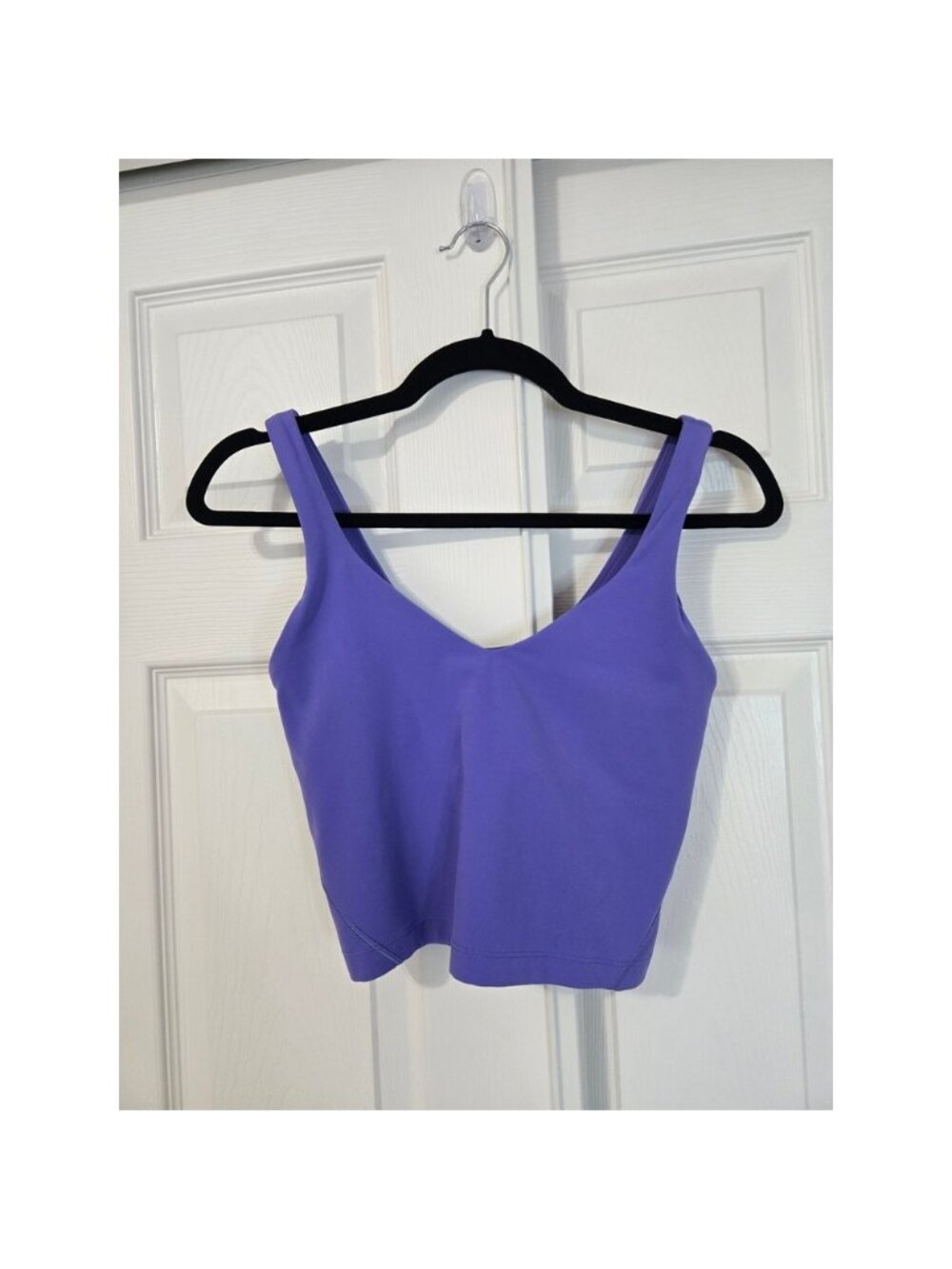 Tank Top Purple V-Neck Built-in Bra Nulu Yoga Crop Top Womens 6